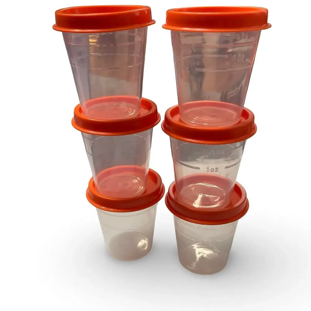 Vintage Tupperware Midgets Containers Set of 6 Orange Lids Seals 4789A 201 USA